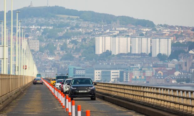 Roadworks on the Tay Road Bridge in Dundee
