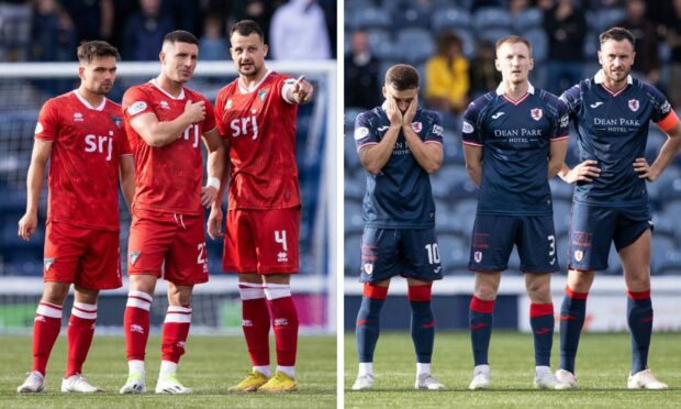 Dunfermline and Raith Rovers will be relying on other results going into this weekend's Viaplay Cup fixtures. Images: SNS.