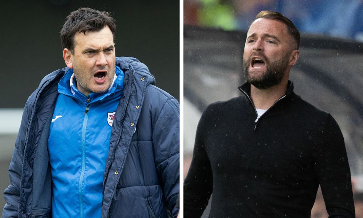 Raith Rovers boss Ian Murray and Dunfermline's James McPake.