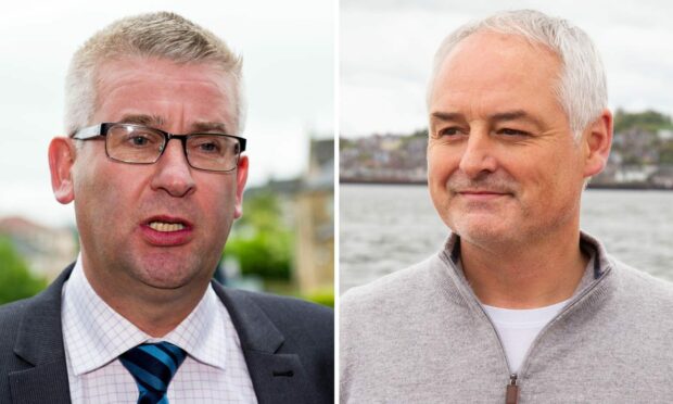 Forfar Athletic FC vice chairman Alastair Donald and manager Ray McKinnon