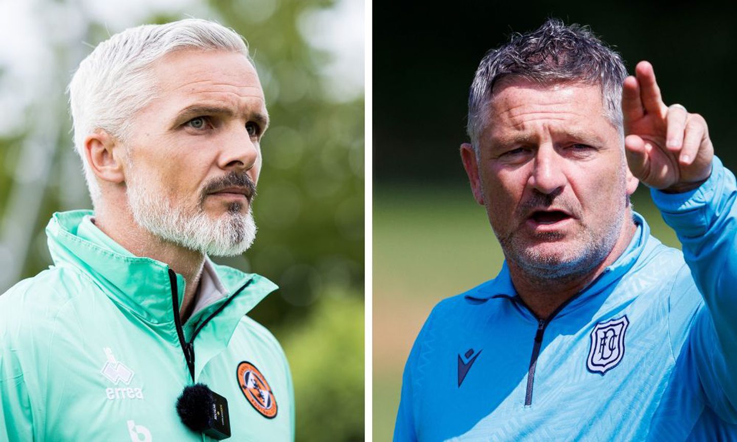 Dundee United boss Jim Goodwin will go head to head with Dundee counterpart Tony Docherty on Sunday.