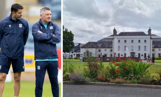 Dundee manager Tony Docherty and assistant Stuart Taylor (left) have been putting their team through their paces at Johnstown Estate Hotel in Ireland. Images: SNS and George Cran/DCT.