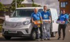Dundee Bairns deliver food to kids across the city in their new eco-friendly, electric vans. Picture shows: chairman David Dorward, project worker Susan Maxwell and Project coordinator Genna Millar. Image: Mhairi Edwards/DC Thomson
