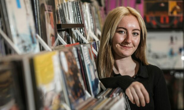 Rachael Bisset, assistant manager at Assai Records on Union Street says the pedestrian and cycle zone is great for their business. Image: Mhairi Edwards/DC Thomson