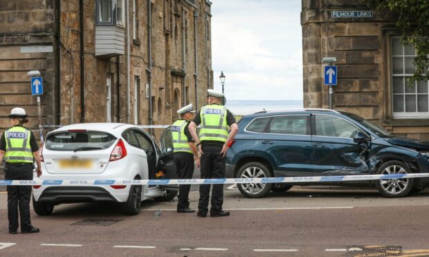 The crash in St Andrews. Image: Mhairi Edwards/DC Thomson.