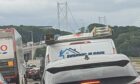 Traffic queuing on the approach to the Queensferry Crossing