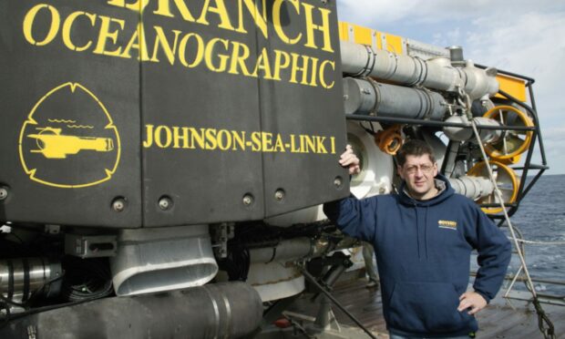 Neil Cunningham Dobson with the Johnson Sea Link submersible.