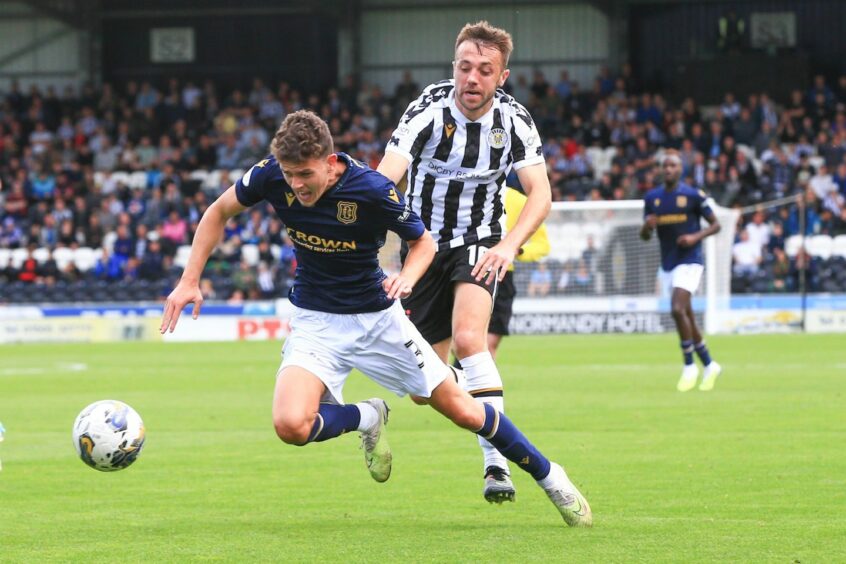 Owen Beck had a tough day at St Mirren. Image: David Young/Shutterstock