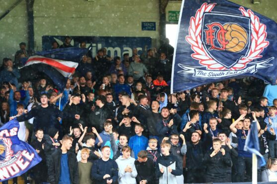 Dundee boss Tony Docherty hopes to see a big away support at McDiarmid Park on Saturday. Image: David Young/Shutterstock