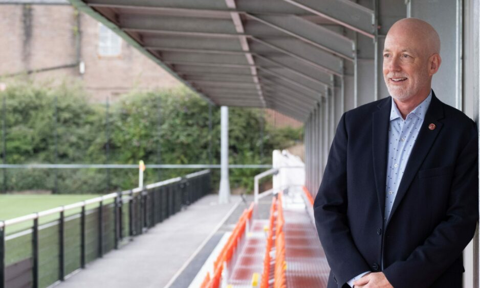 Dundee United owner Mark Ogren in the new main stand at Foundation Park.