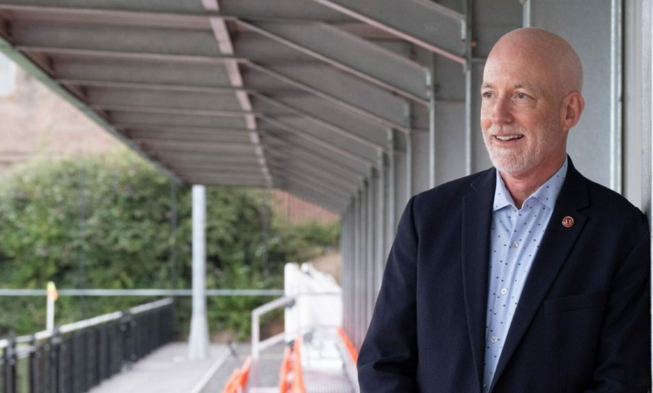 Dundee United owner Mark Ogren in the new main stand at Foundation Park.