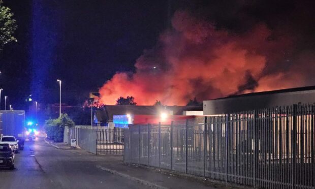 The fire at Wester Gourdie Industrial Estate.