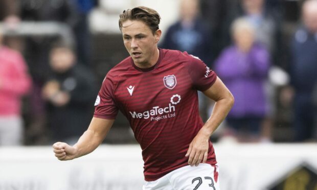 Scott Allan playing for Arbroath FC at Gayfield Park