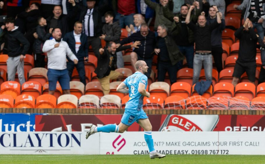 Craig Wighton celebrates Dunfermline's opener against Dundee United