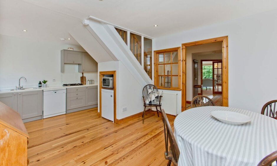 The dining kitchen in 2A Lumbo Farm Steadings near St Andrews.