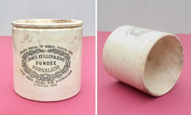 The19th century Dundee marmalade pot was found on an old Victorian rubbish dump.
