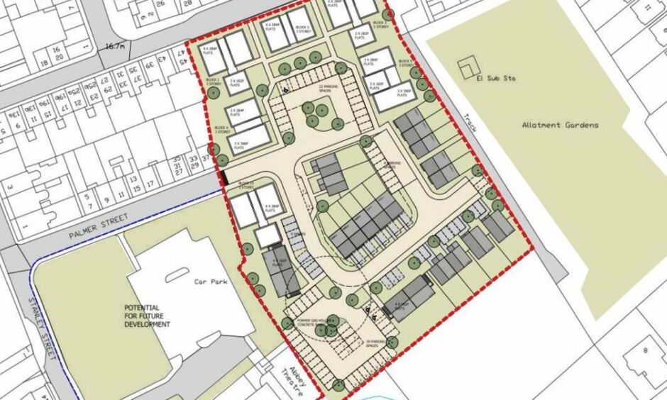 Arbroath Abbey works housing site layout plan. 