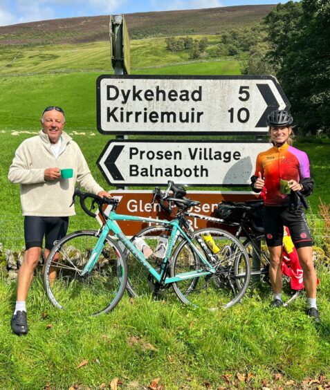 Graeme Dear and Lotte during the Angus glens cycle challenge