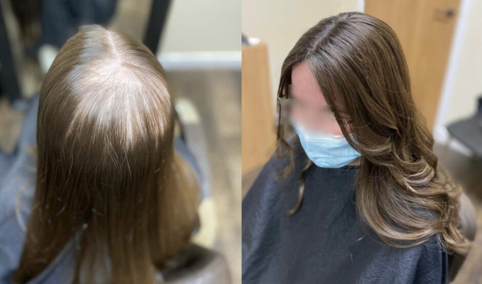 left shows 'before' photo of woman with thinning hair while right shows 'after' photo of woman with thick hair thanks to The Hair Lab. it's one of several businesses providing hair and body care to its clients. 