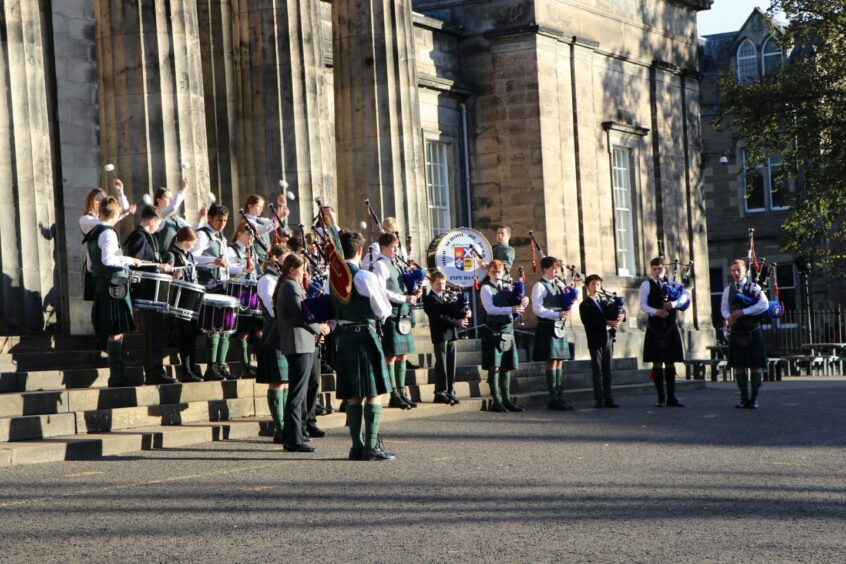 student pipe band at High School of Dundee