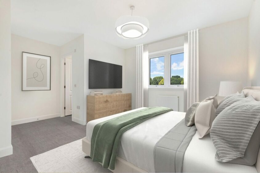 A master bedroom in a new build property in Perth.