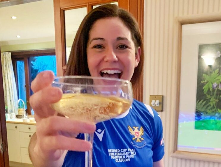 Eilidh Barbour in a St Johnstone shirt