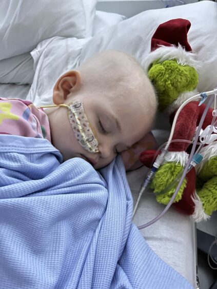 Erin, 5, underwent a bone marrow transplant on December 15, 2022 at Queen Elizabeth University Hospital in Glasgow.