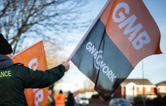 GMB Union flag. Schools across Dundee facing further disruption after GMB members voted to strike.