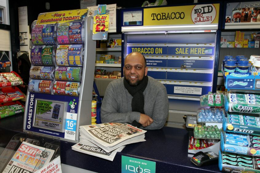 Saifal Zaveri at his old newsagents shop in Dundee