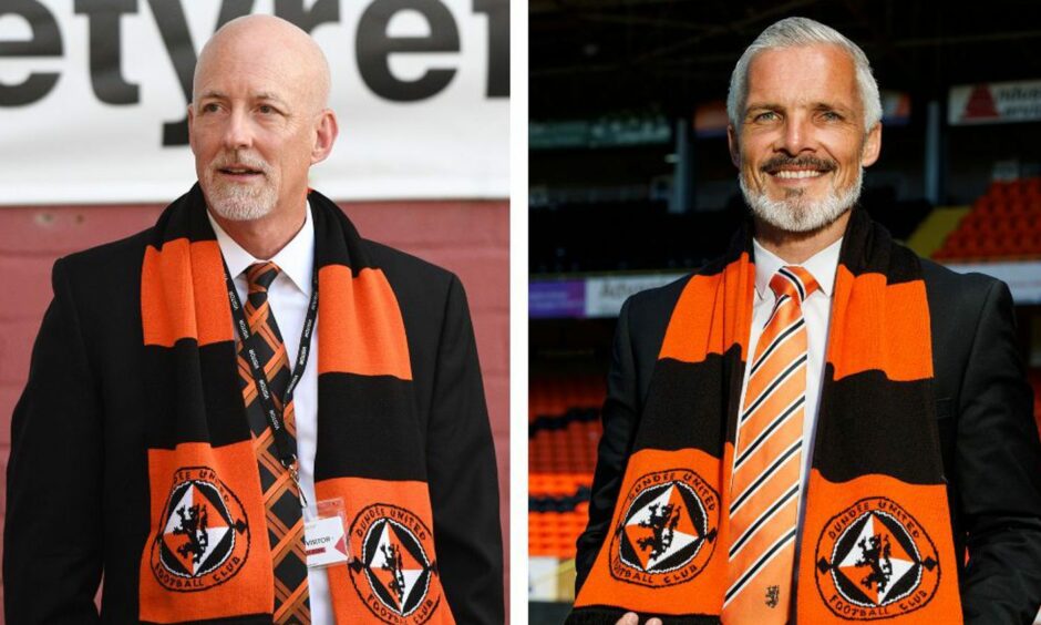 Mark Ogren, left, and Dundee United manager Jim Goodwin