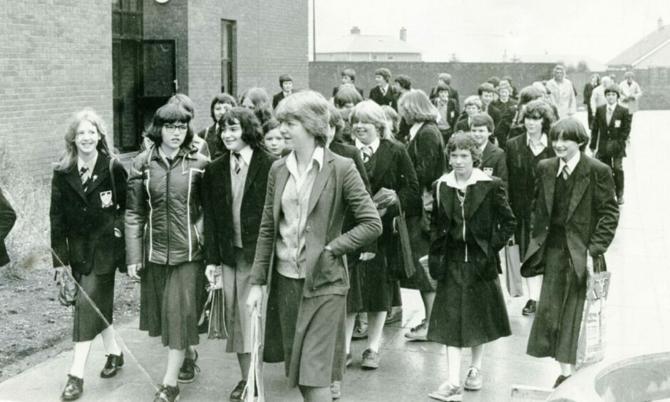 Pupils at Monifieth High when the school finally opened in August 1979. Image: DC Thomson.