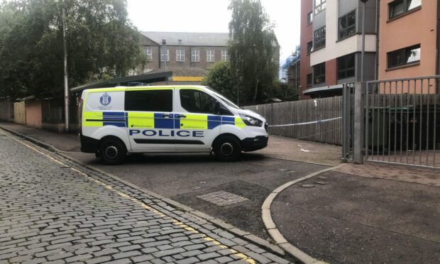 Police cordoned off a car park at Johnston Street, Dundee.