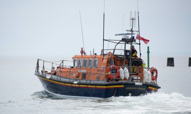 RNLI Arbroath was called to assist after a kite surfer got into difficulty