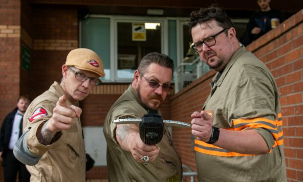 Left to right is Chris Rockett, Graham Sneider and Rich Young dressed up as Ghostbusters.