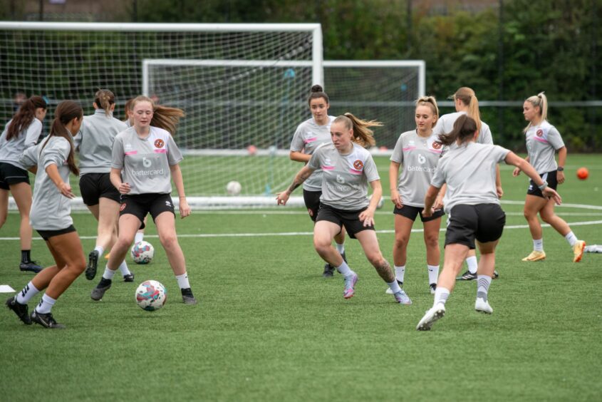 Dundee United's women team train at Gussie Park