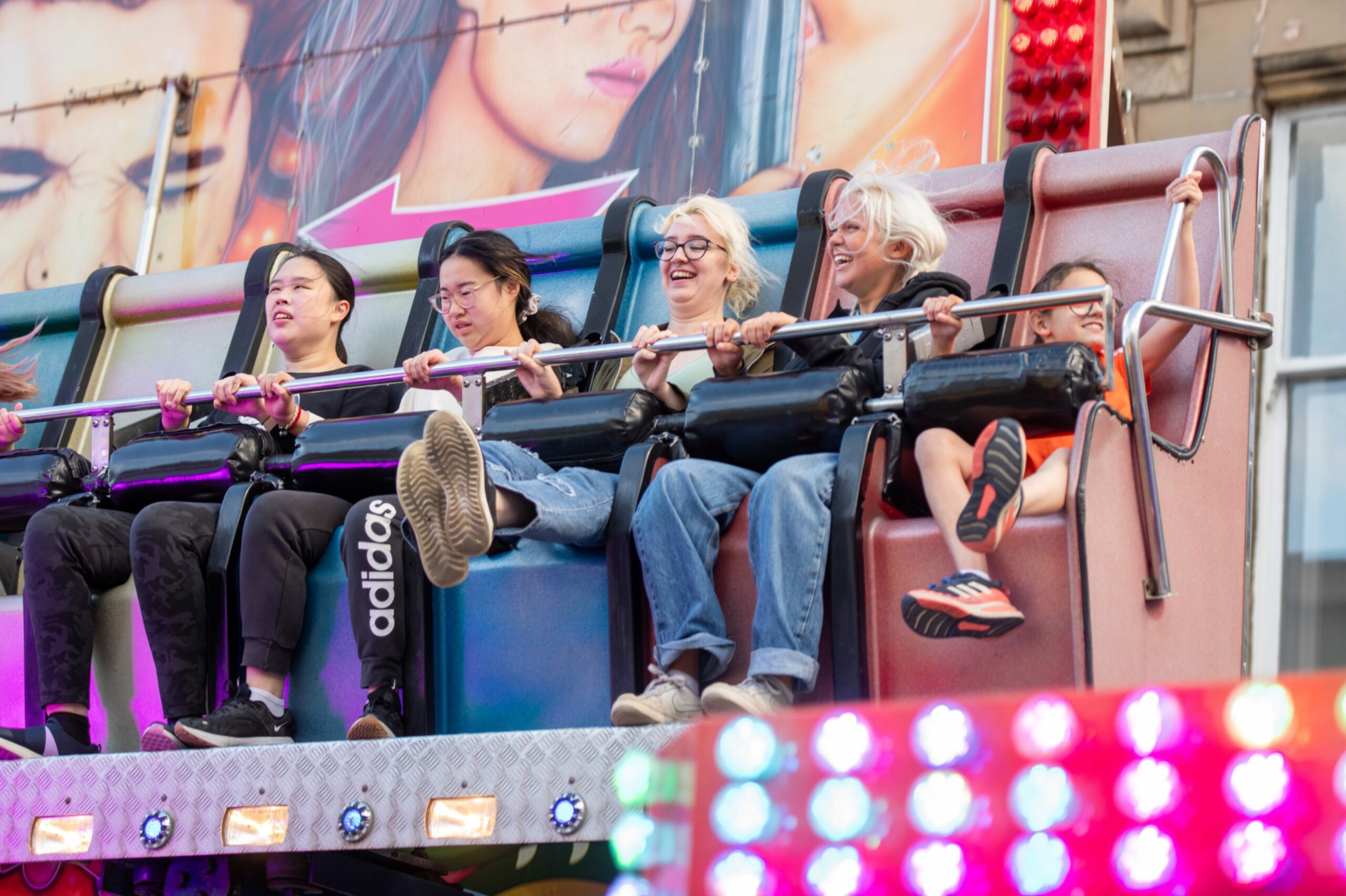 Youngsters having a good time on one of the rides.