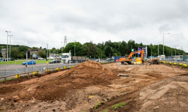 The construction site for the EV charging station next to the Kingsway at Myrekirk
