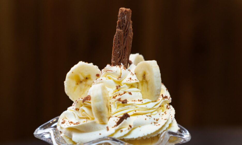 The banana ice cream sundae.