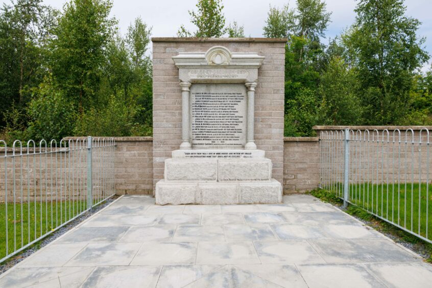 The Blairingone war memorial in its new location