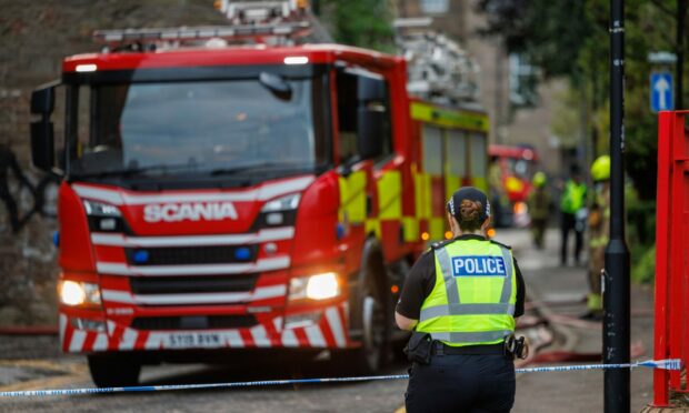 Emergency services at the fire in St Andrew's Lane. Image: Kenny Smith/DC Thomson