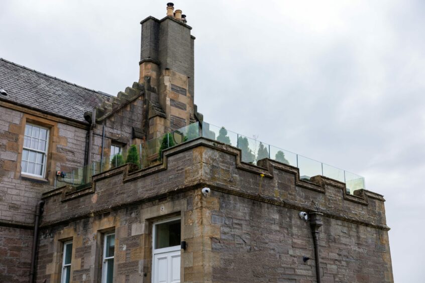 Exterior of rooftop terrace at Knowehead Penthouse Apartments.