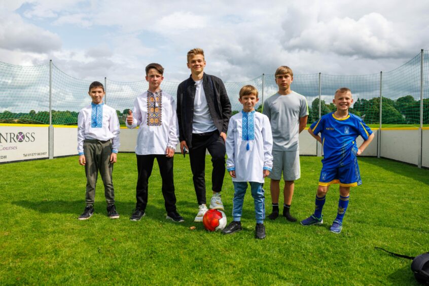 Max Kucheriavyi of St Johnstone with youngsters at the event in Perth.