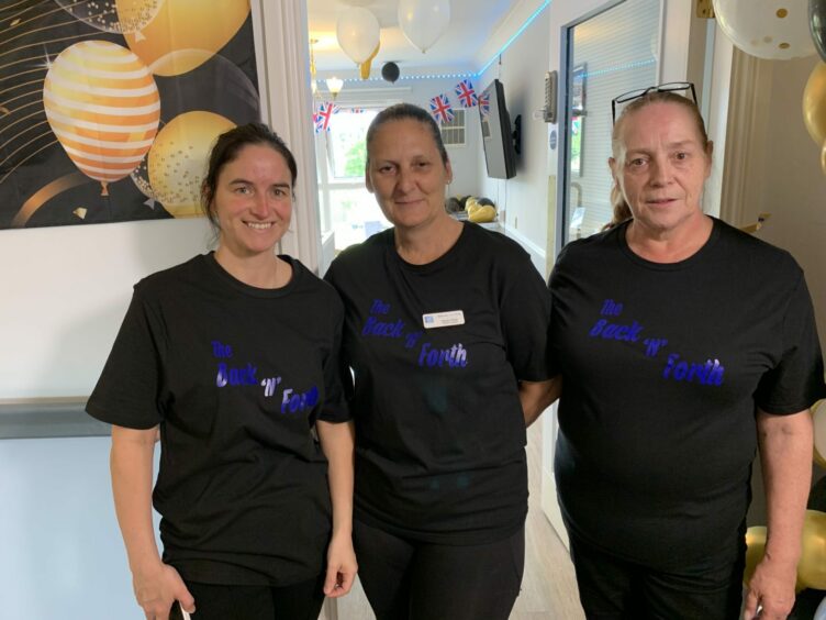 Care home staff, from left: Louise Taylor, Wendy Parker and Sarah Hamilton. 