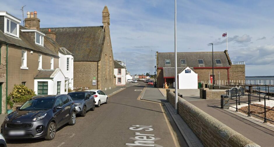 General view of Fisher Street in Broughty Ferry including the beachfront flat and the lifeboat station