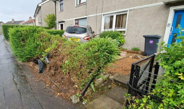 Car crash on findcastle place in fintry, dundee.