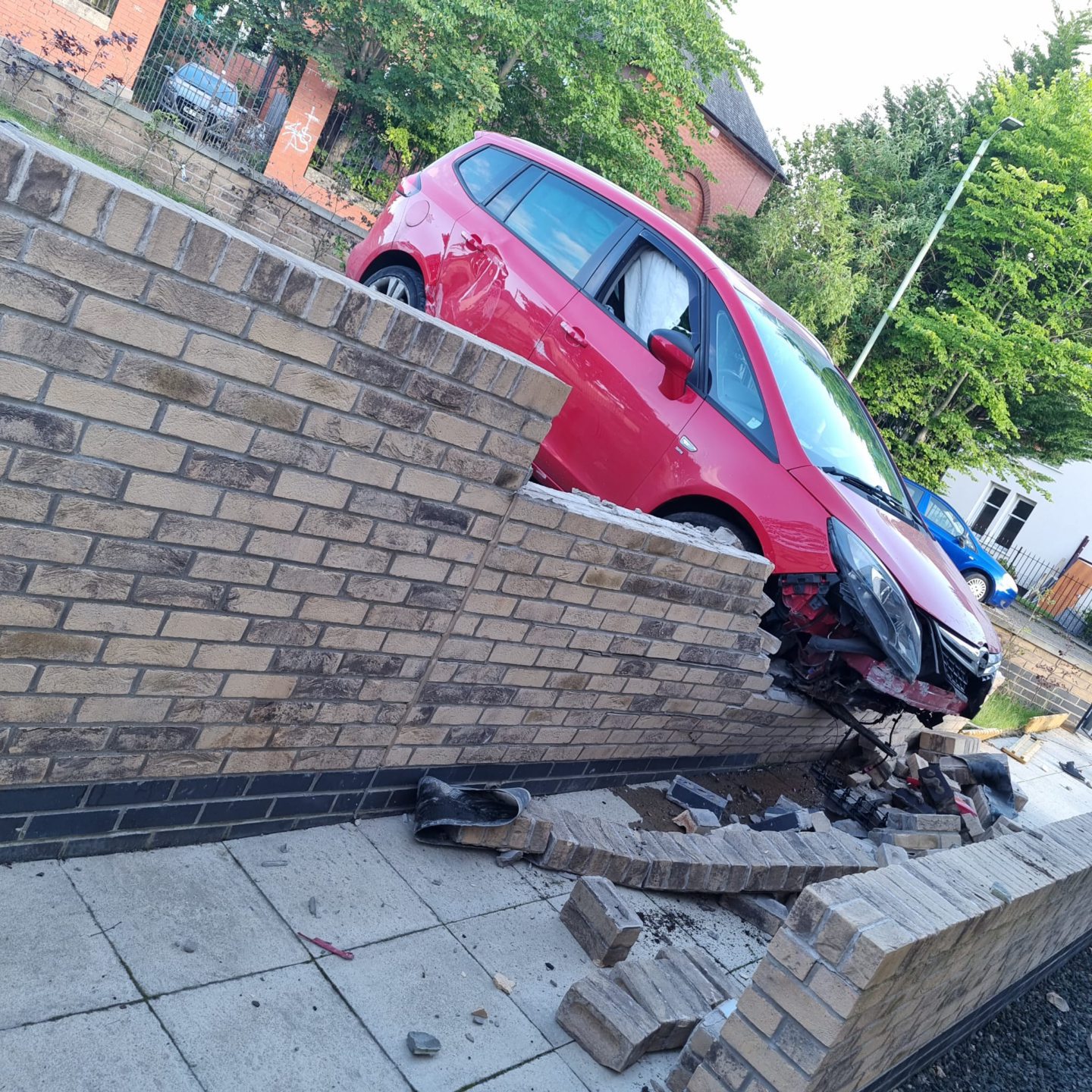 The car crashed into the wall at the Derby Street development