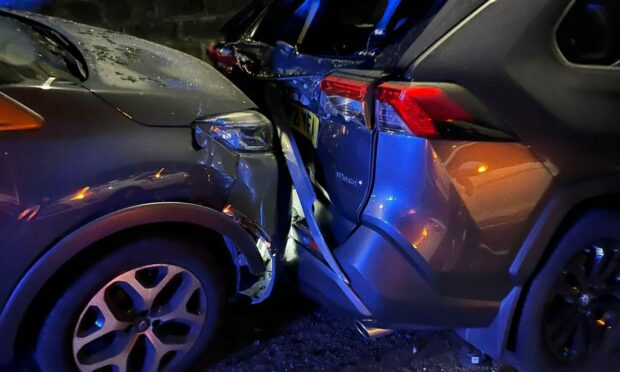 Two parked cars were badly damaged.