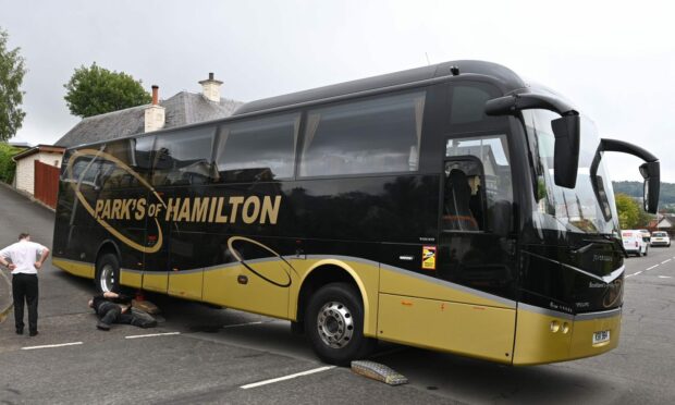 Park's of Hamilton bus stuck in Perth.