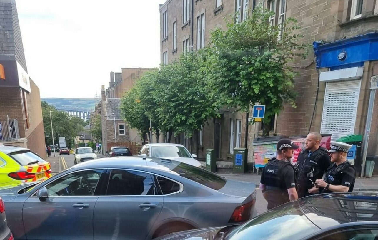 Police in Perth Road, Dundee.