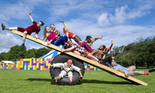 The Revel Puck Circus perform part of their Edinburgh Festival Fringe show The Wing Scuffle Spectacular at the Circus Hub in The Meadows, Edinburgh. Image: PA.